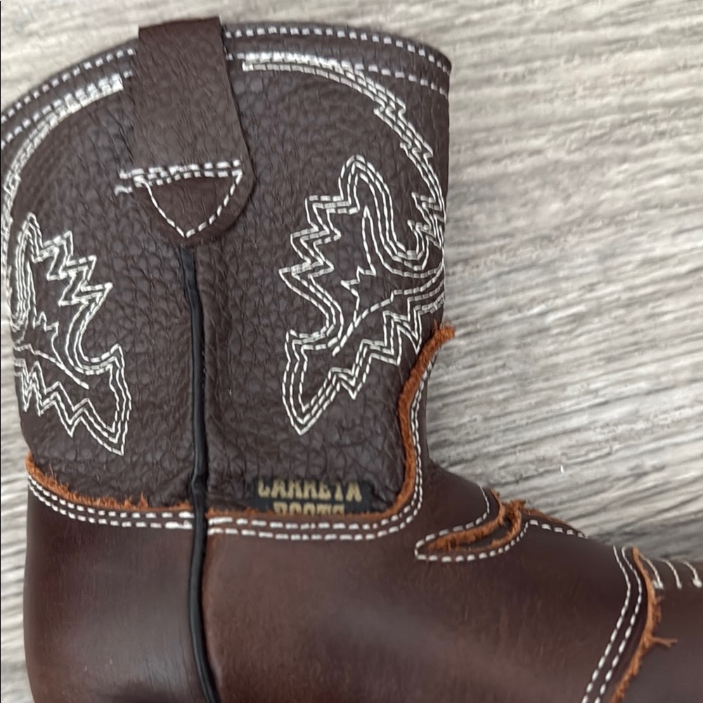 Brown Leather cowboy boots with a side zipper - Picture 2 of 7